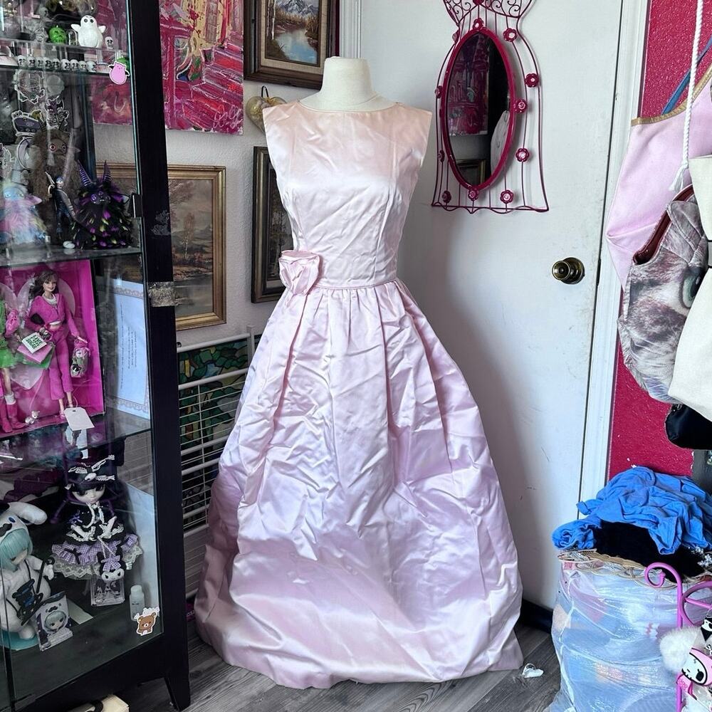 vintage handmade 60s pink pastel formal dress